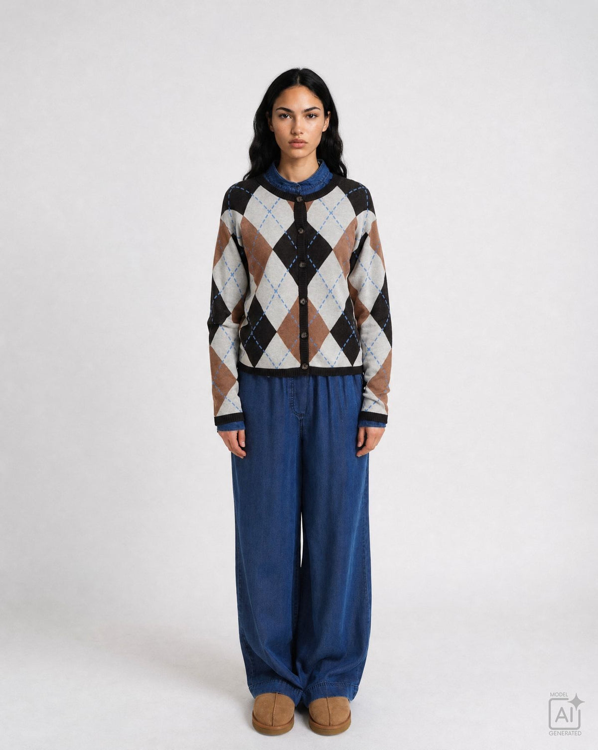 Argyle Button Cardigan
