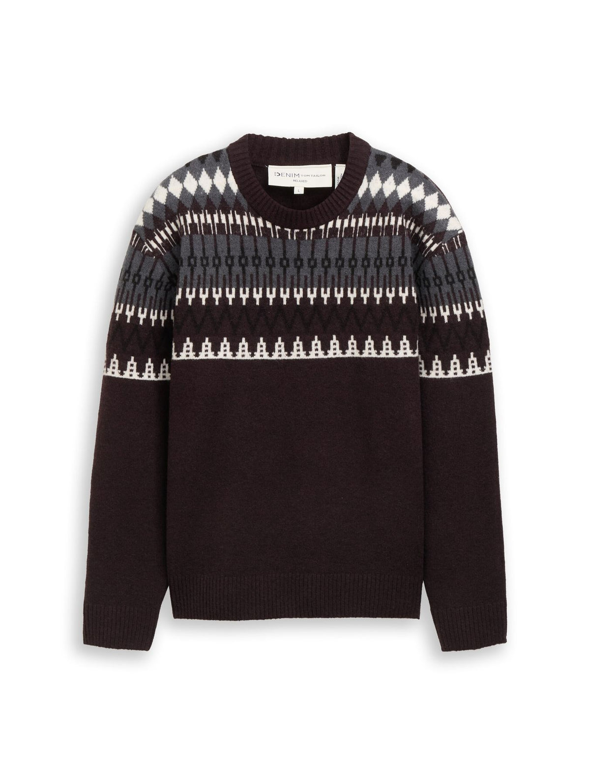 Relaxed Fit Norweger Strickpullover mit Wollanteil