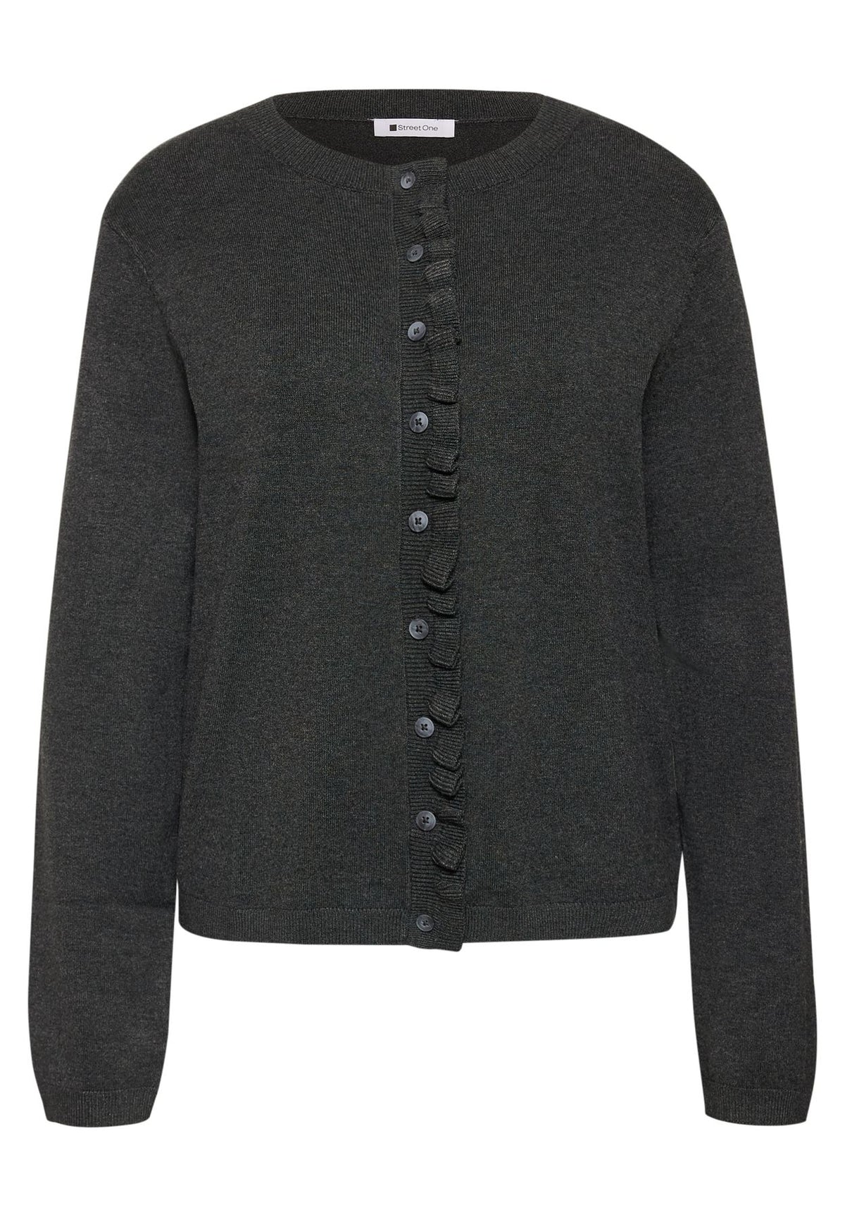 Cardigan mit Rundhals und Rüschendetails