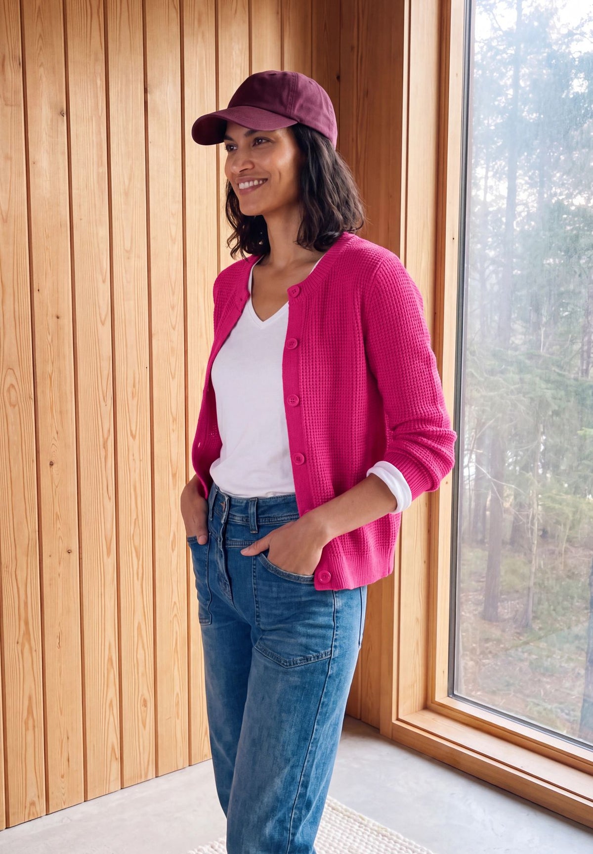 Cardigan mit Rundhals und Knopfleiste
