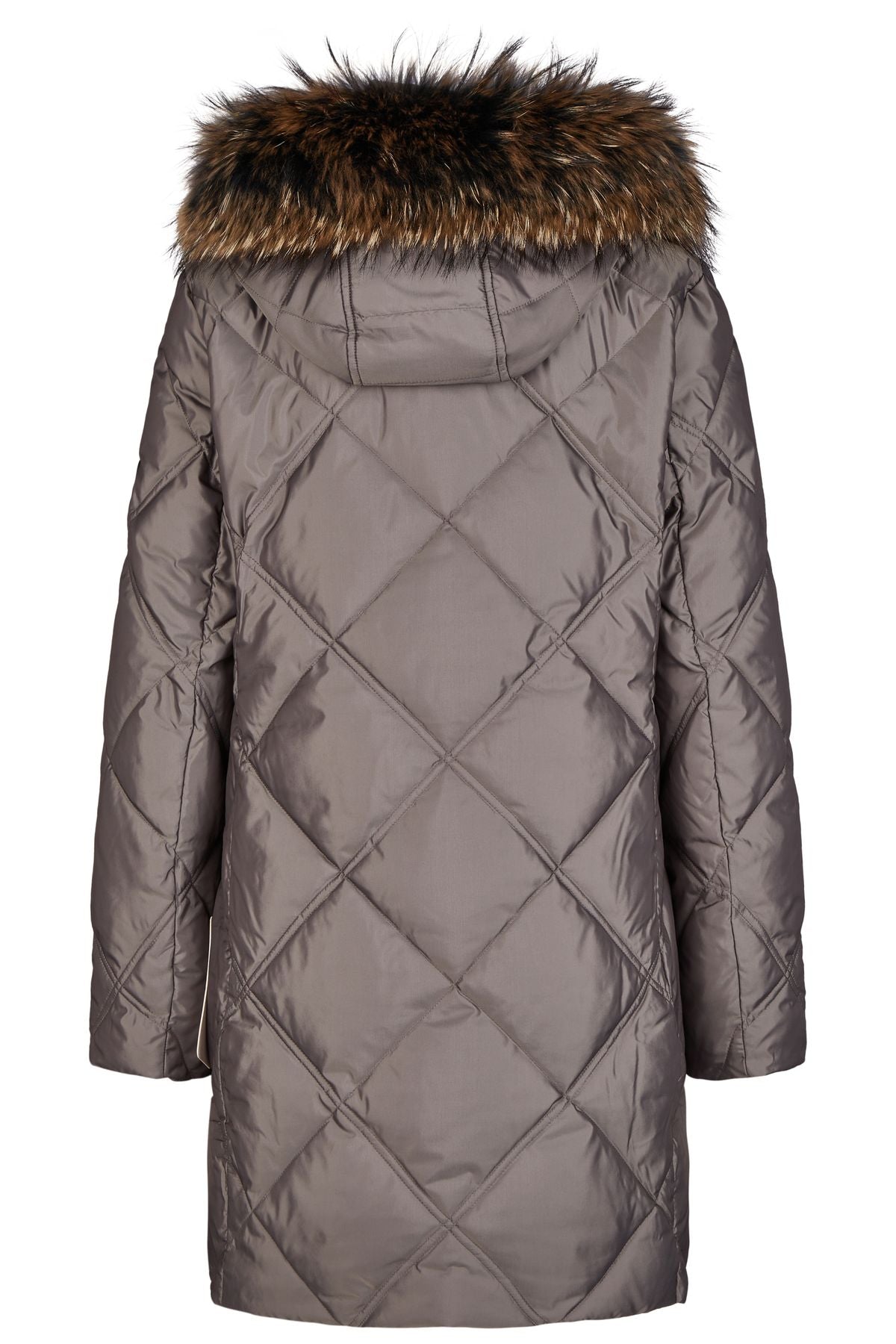 Daunenjacke mit Kapuze und Webpelz