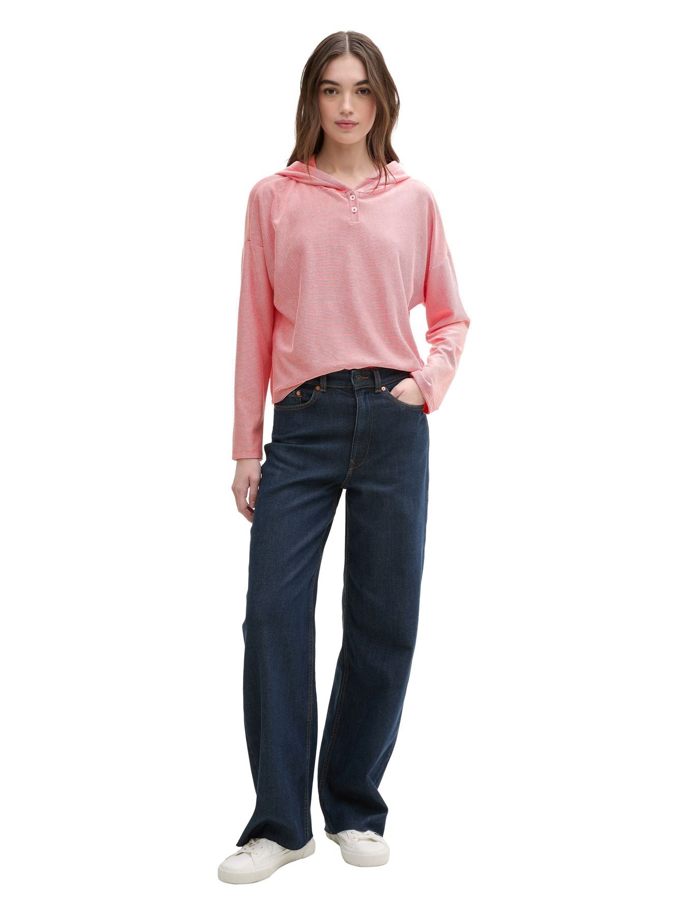Gestreiftes Langarmshirt mit Kapuze