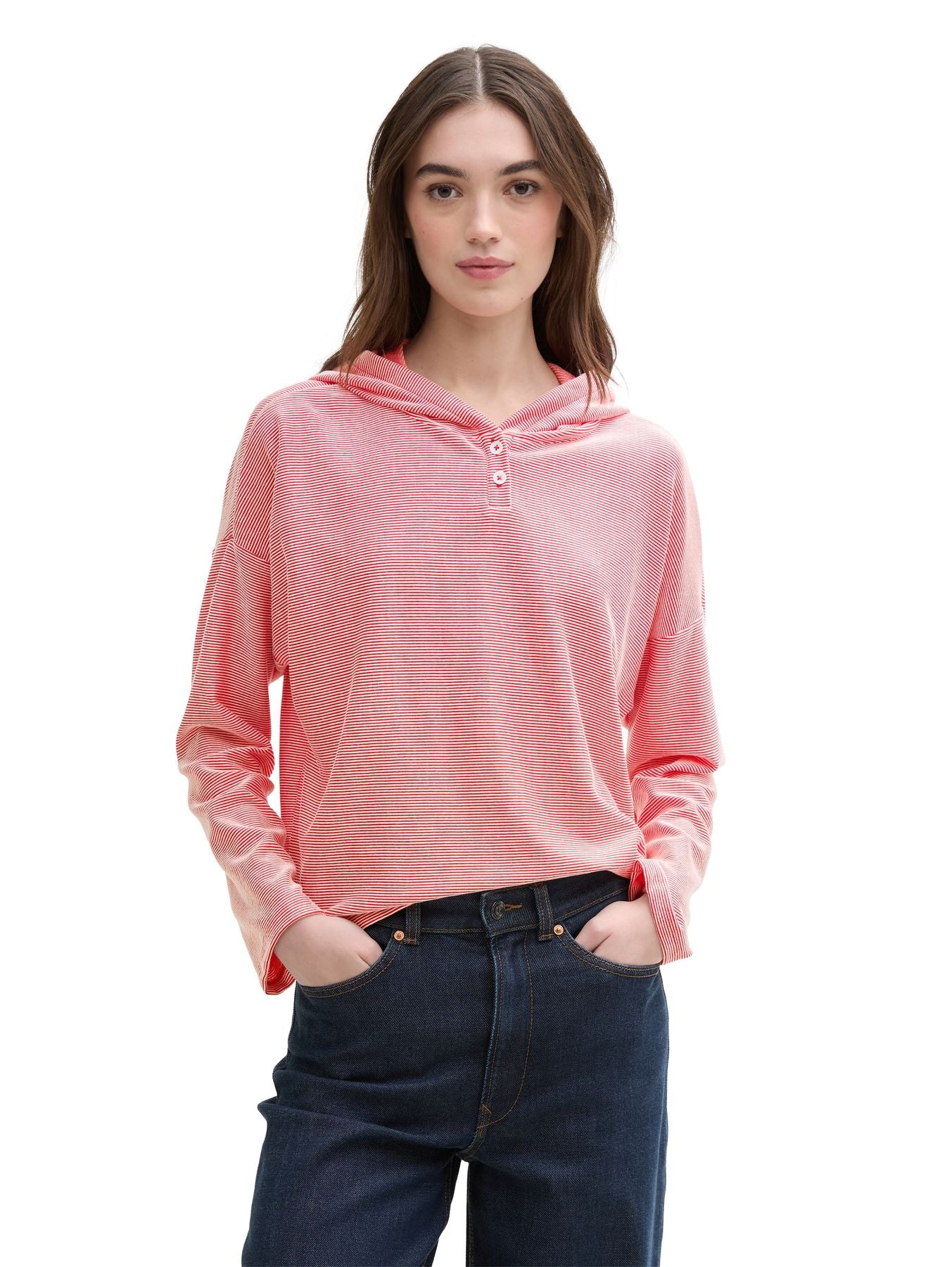 Gestreiftes Langarmshirt mit Kapuze