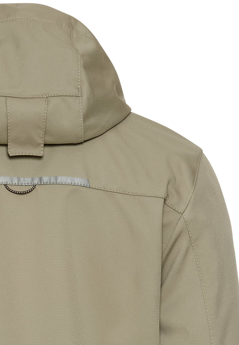 Softshelljacke mit abnehmbarer Kapuze und reflektierenden Details