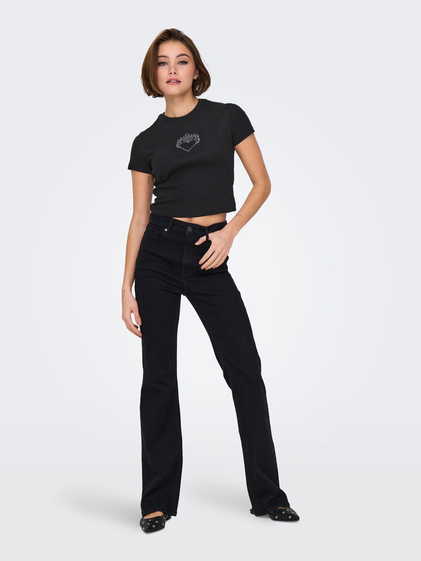 ONLKIRA S/S BLING O-NECK SHORT TOP JRS
