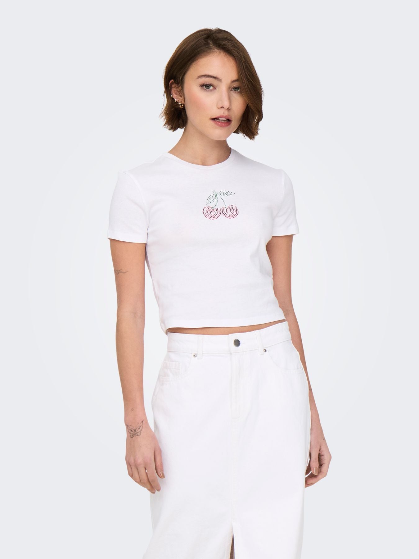 ONLKIRA S/S BLING O-NECK SHORT TOP JRS