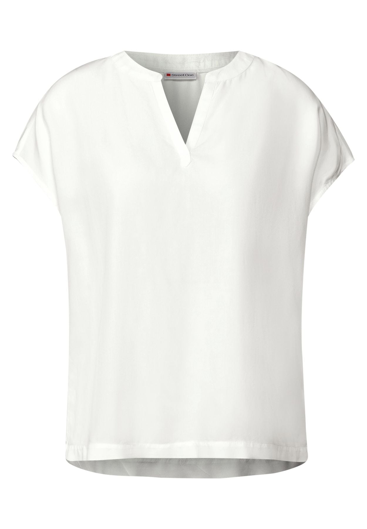 Split Neck Bluse in Unifarbe
