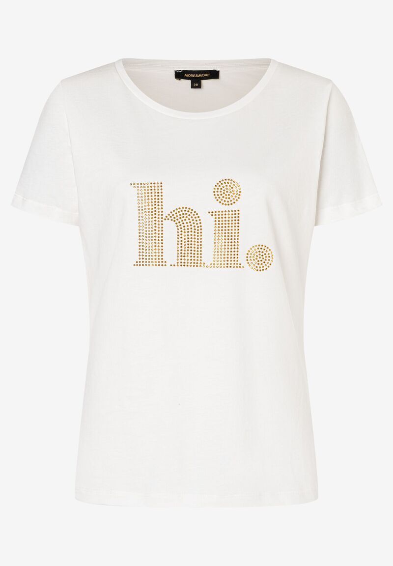 T-Shirt mit Steinchen-Schrift  ecru  Sommer-Kollektion