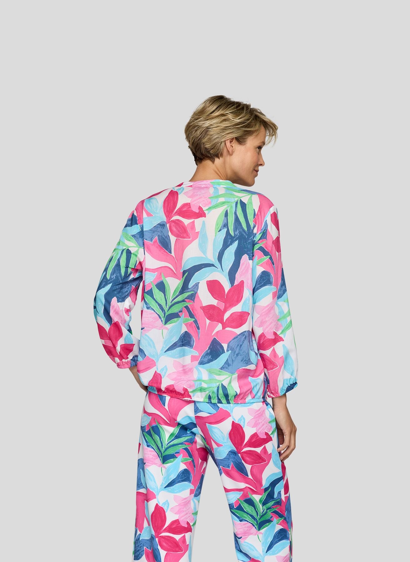 Bluse mit Blätter-Print