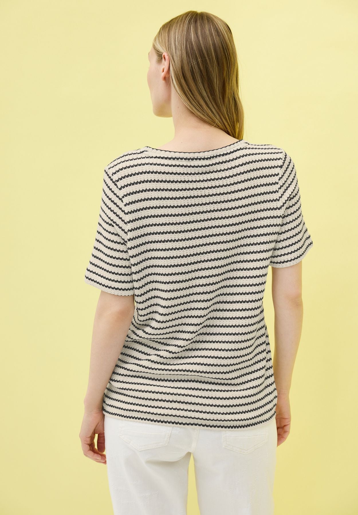 Gestreiftes Ajour T-Shirt
