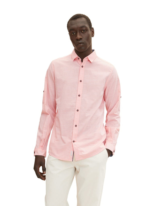 fitted structured slub shirt