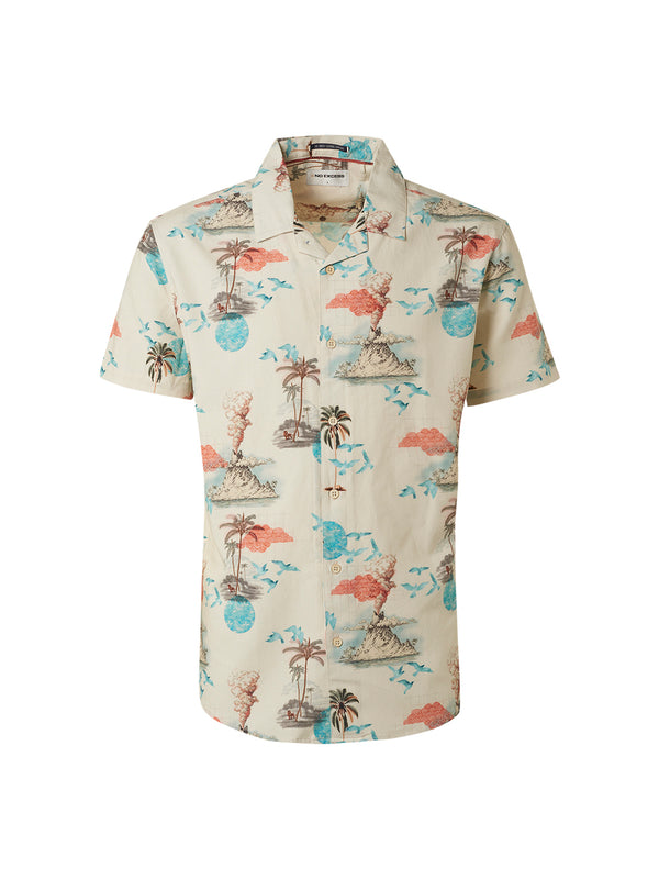 Shirt Short Sleeve Resort Collar Allover Printed Responsible Choice Cotton