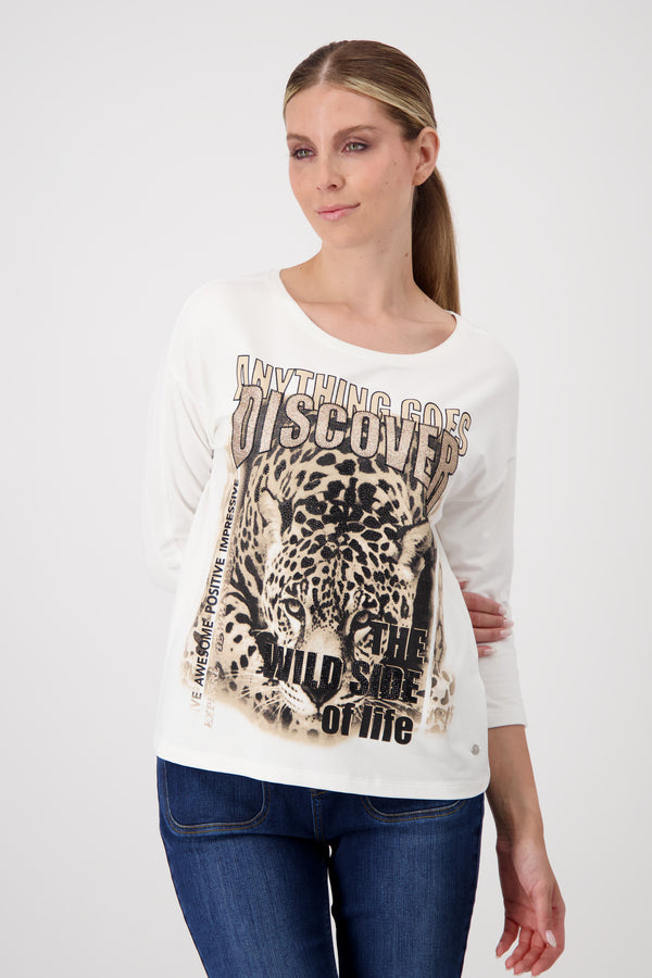 Leopard Shirt mit Glitzerschrift