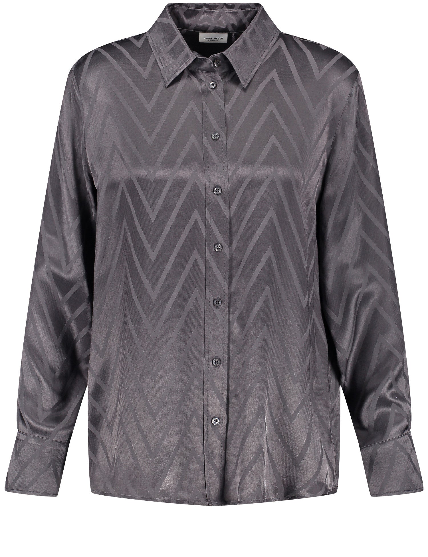 Fließende, satinierte Bluse mit grafischen Linien