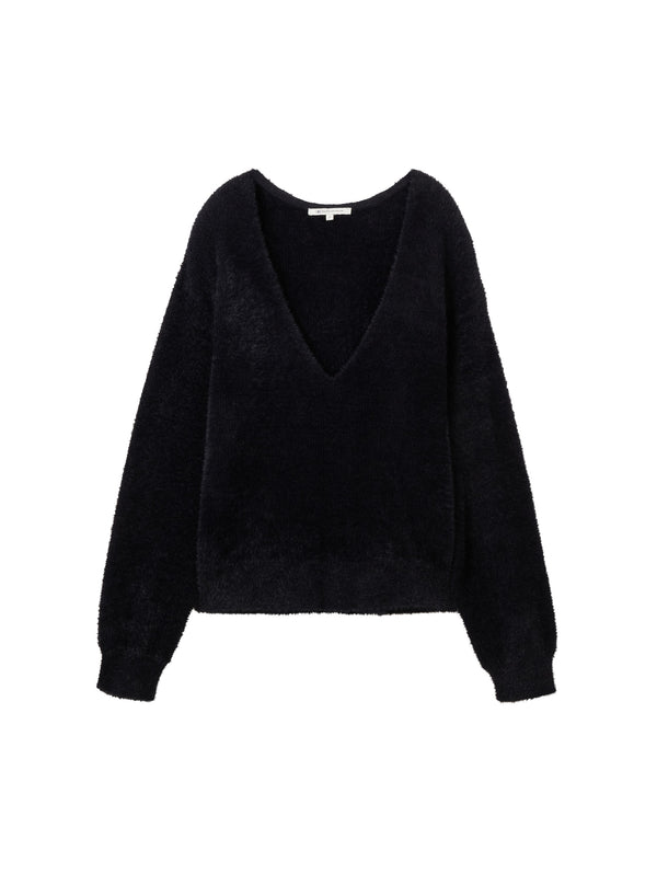 v-neck feather yarn pullover
