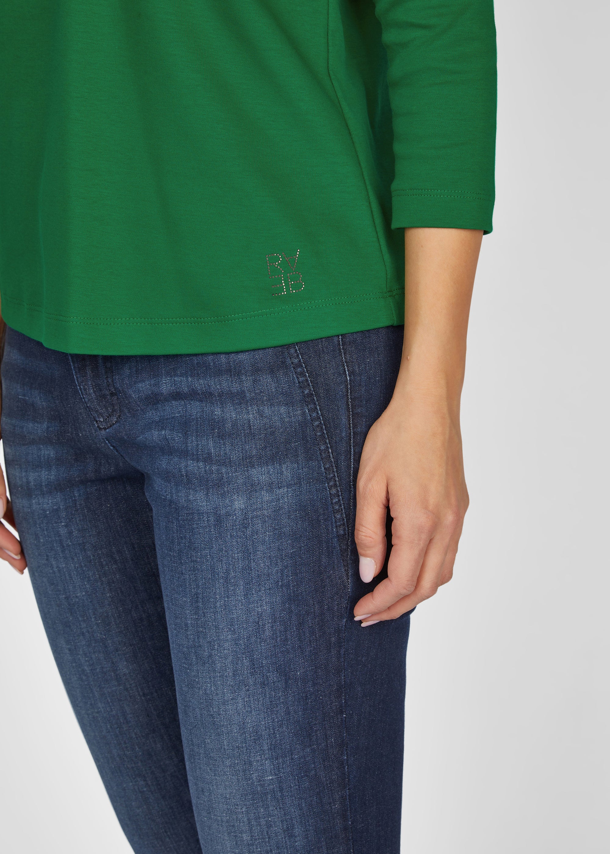 Shirt mit Polokragen und 3/4-Arm