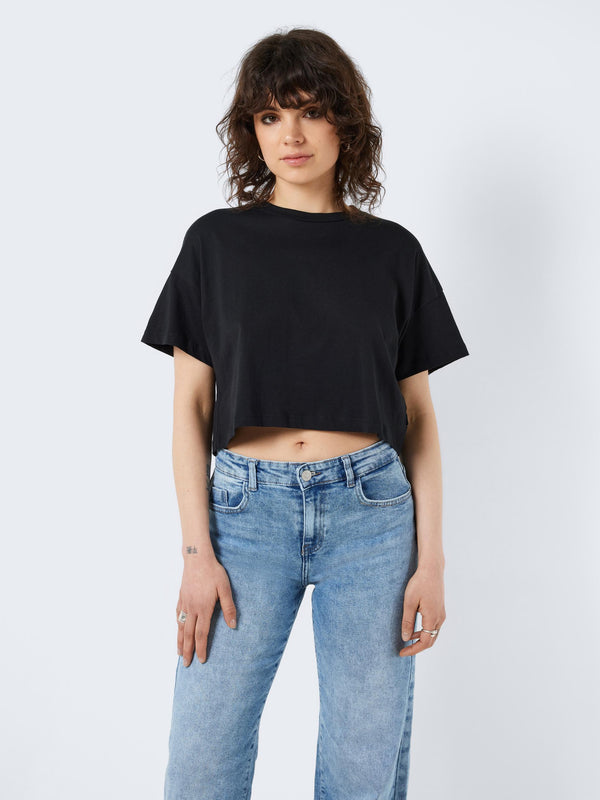 NMALENA S/S O-NECK SEMICROP TOP FWD NOOS